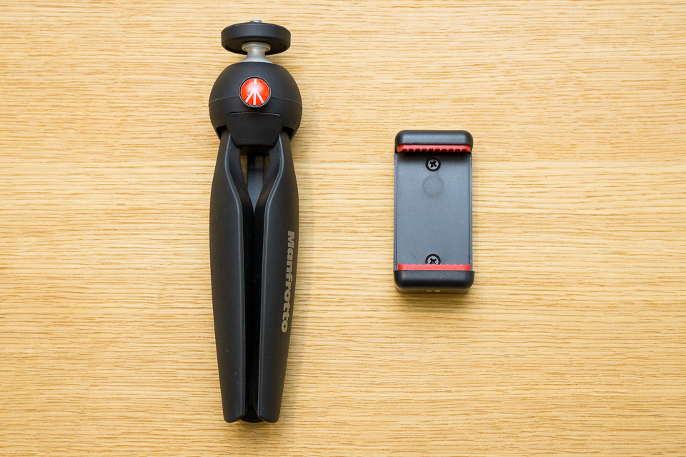 Manfrotto PIXI Smart。PIXI本体とスマホ用ホルダーのセット