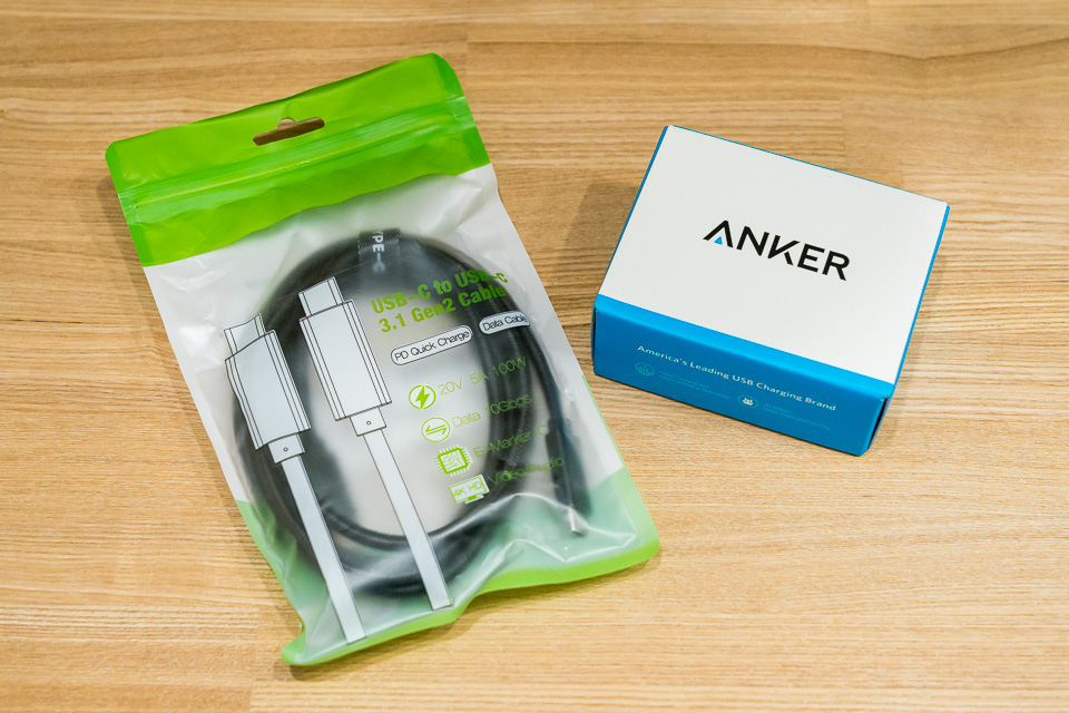 Anker PowerPort Speed 1 PD 60と、別に買ったUSB PD 100W対応のUSB Type-Cケーブル2m