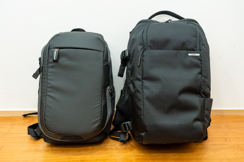 以前から使っているINCASE DSLR Pro Packとのサイズ比較。MB MA2-BP-C、結構小さい